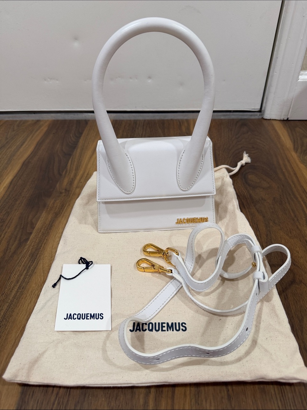 Jacquemus White Le Chiquito Mini Bag with Gold Hardware